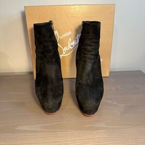Christian Louboutin Black Ankle Booties with Red Sole